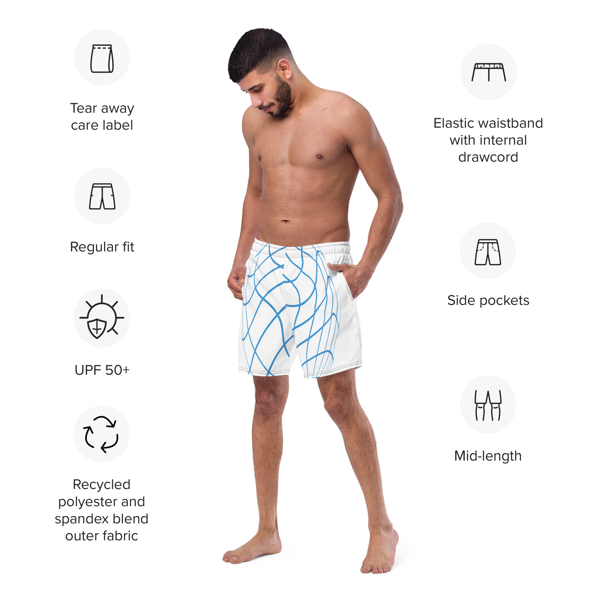 Men’s Recycled Digital Wave Swim Trunks