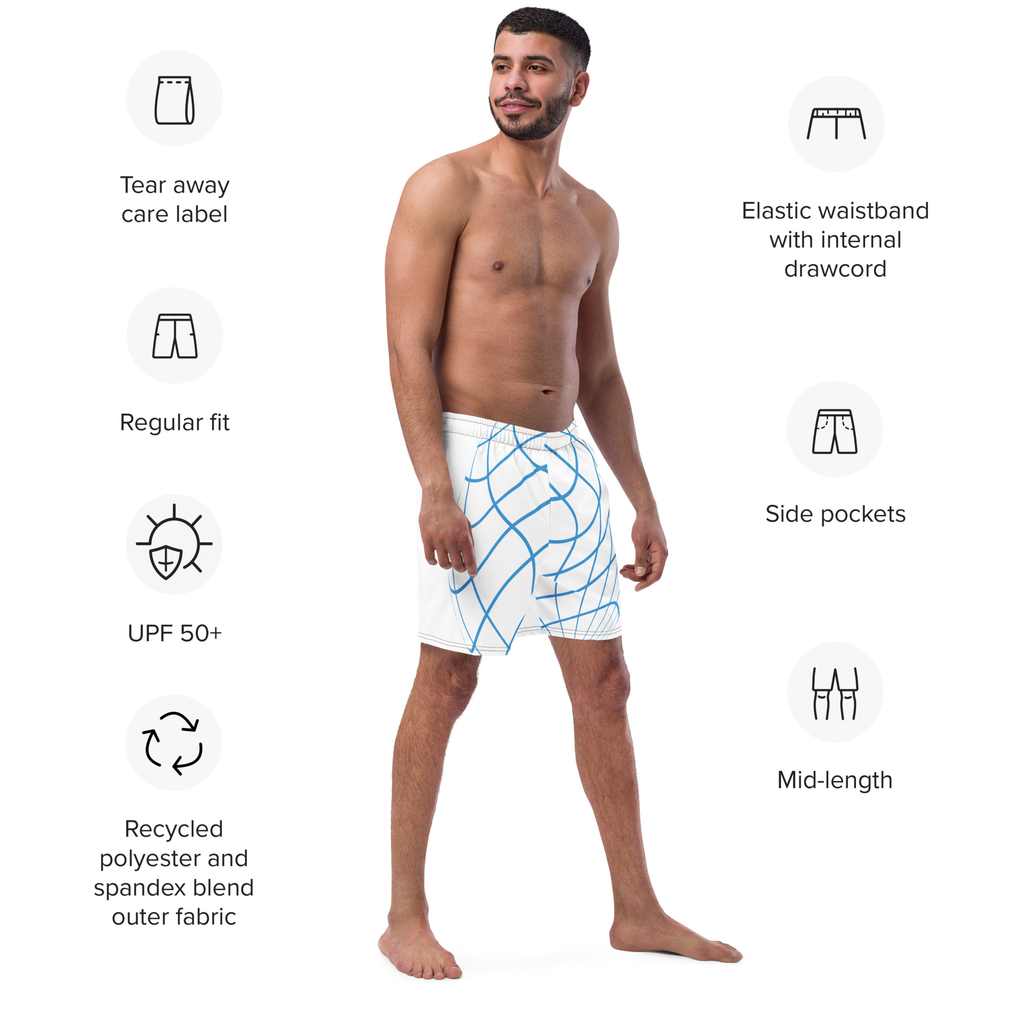Men’s Recycled Digital Wave Swim Trunks