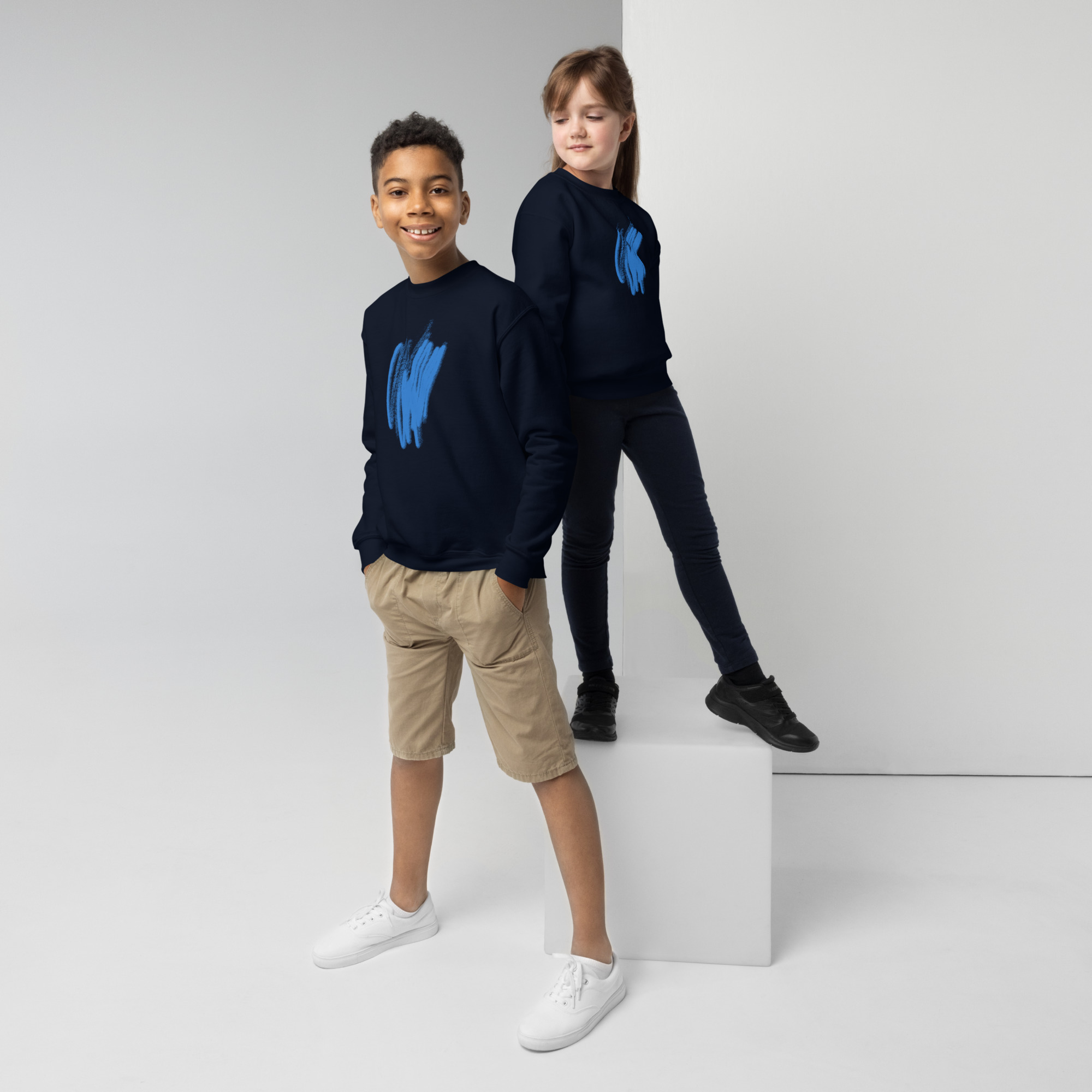 Youth Blue Scribble Crewneck Sweatshirt