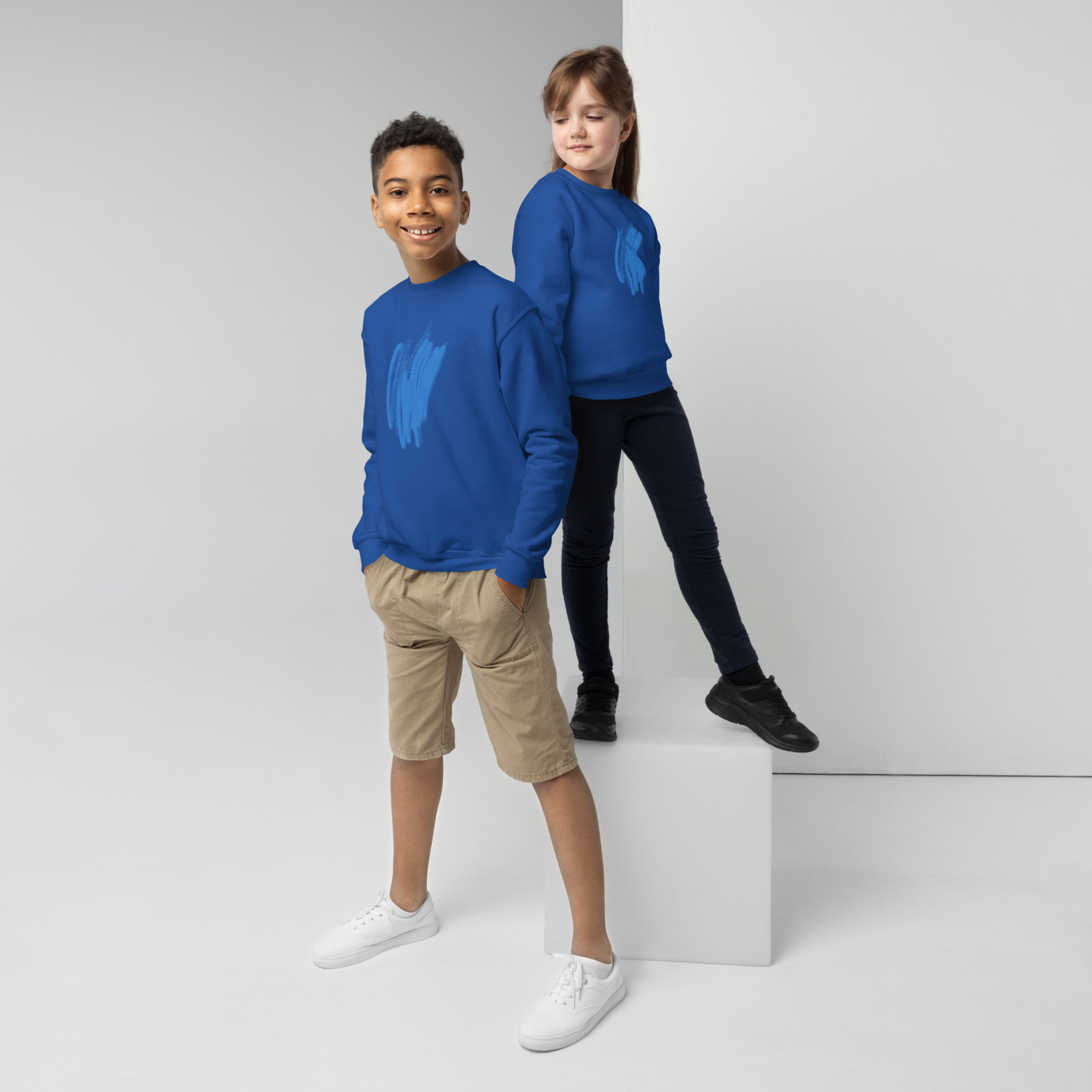 Youth Blue Scribble Crewneck Sweatshirt