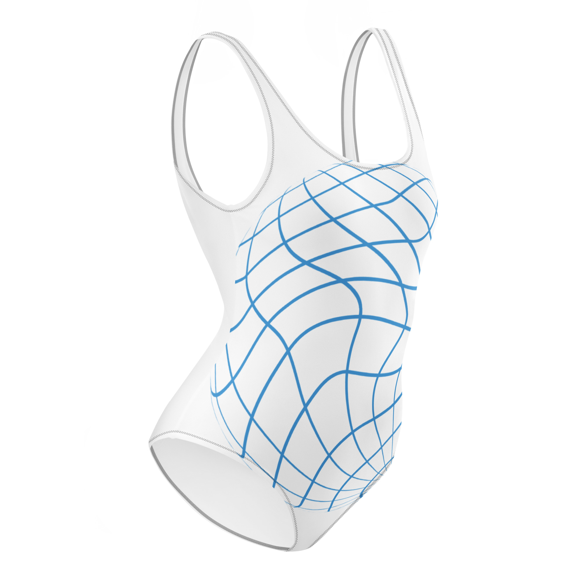 Futuristic Gridline One-Piece Swimsuit