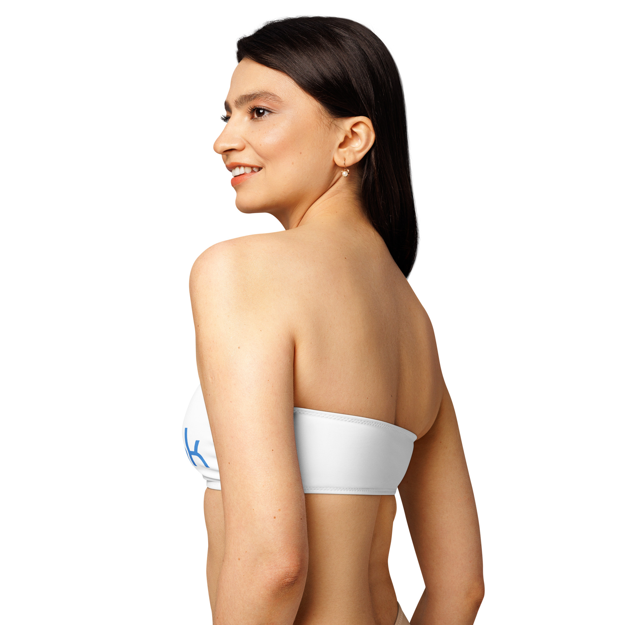 Sustainable strapless swim top