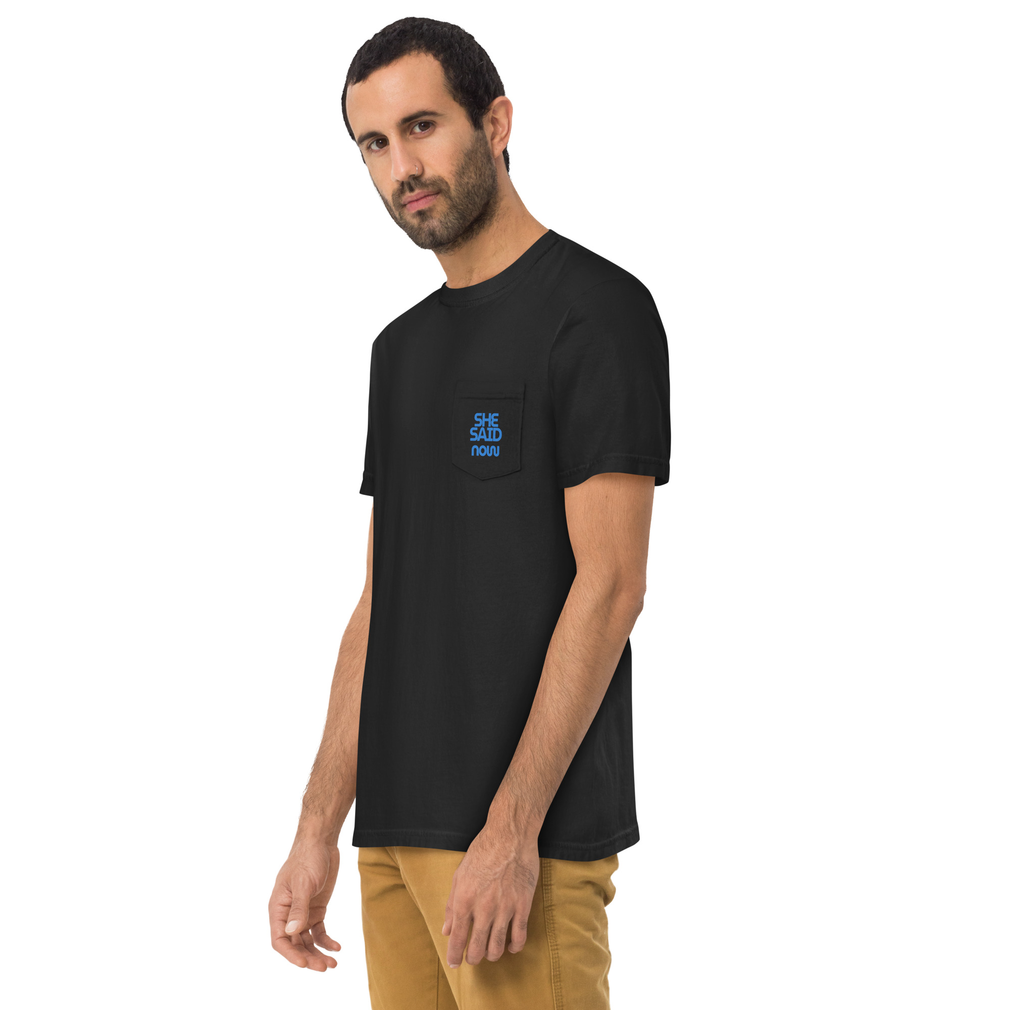 Garment-Dyed Pocket Tee with Statement Print