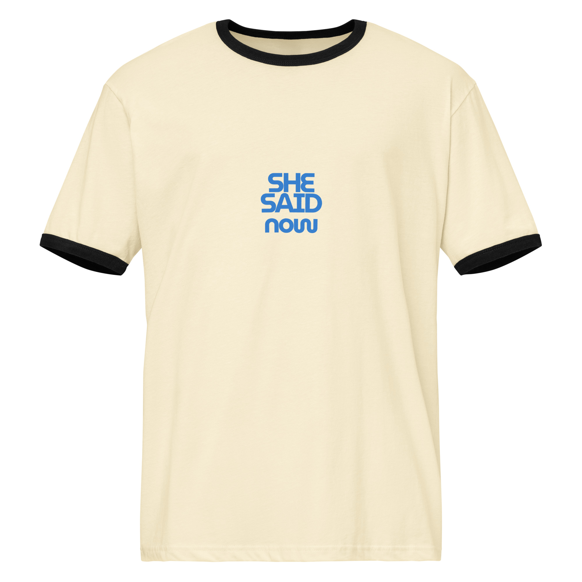 Retro Statement Ringer Tee – “She Said Now”