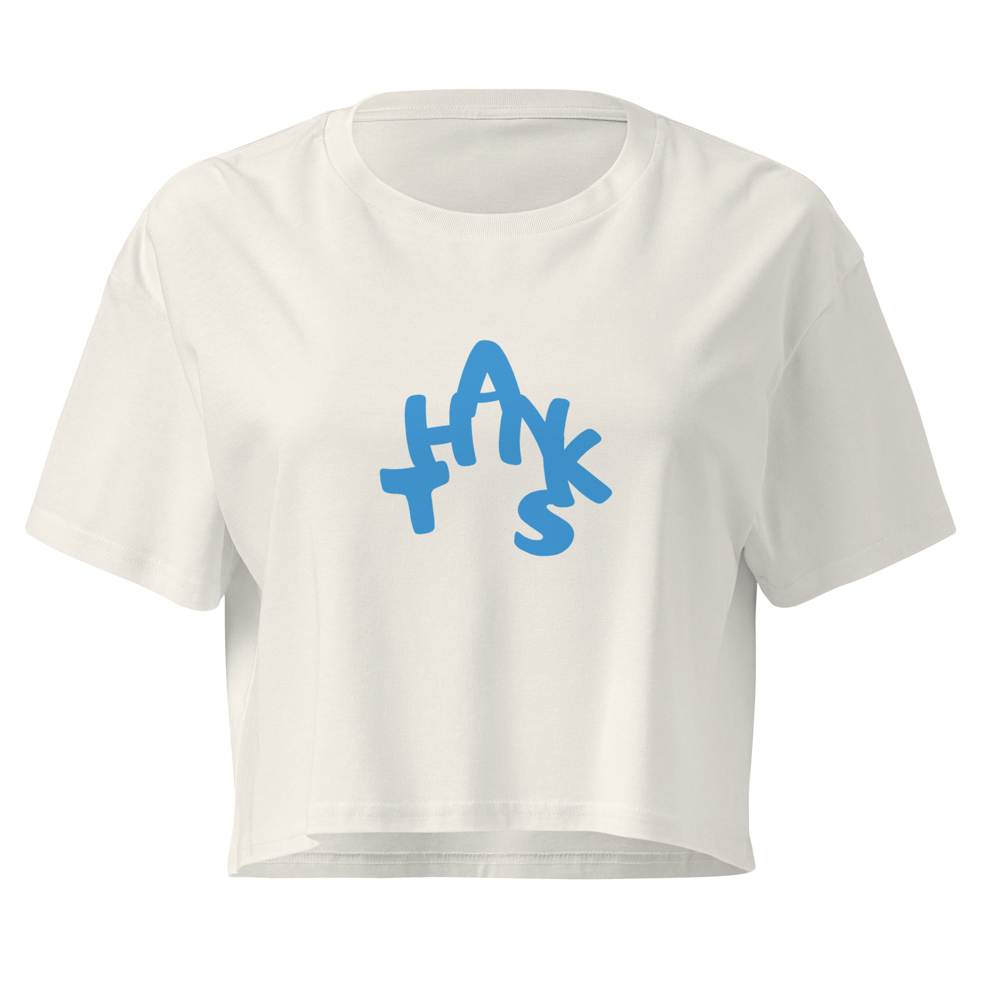 Casual “Thanks” Graphic Crop Top