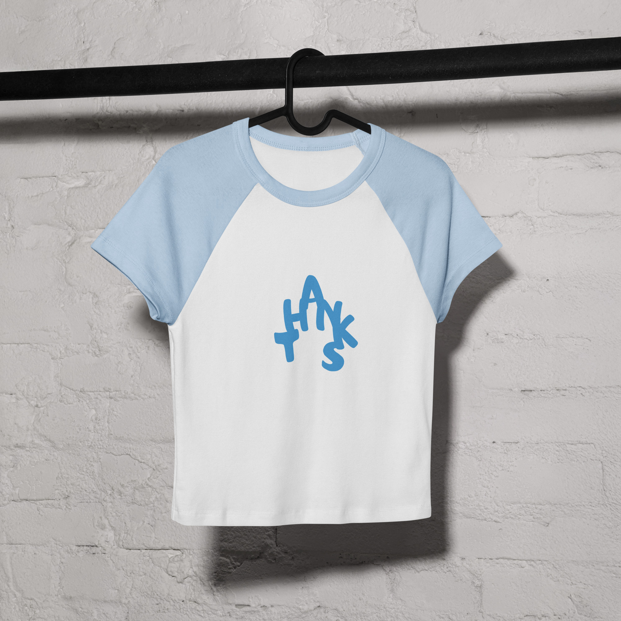 Handwritten “Thanks” Raglan Crop Tee