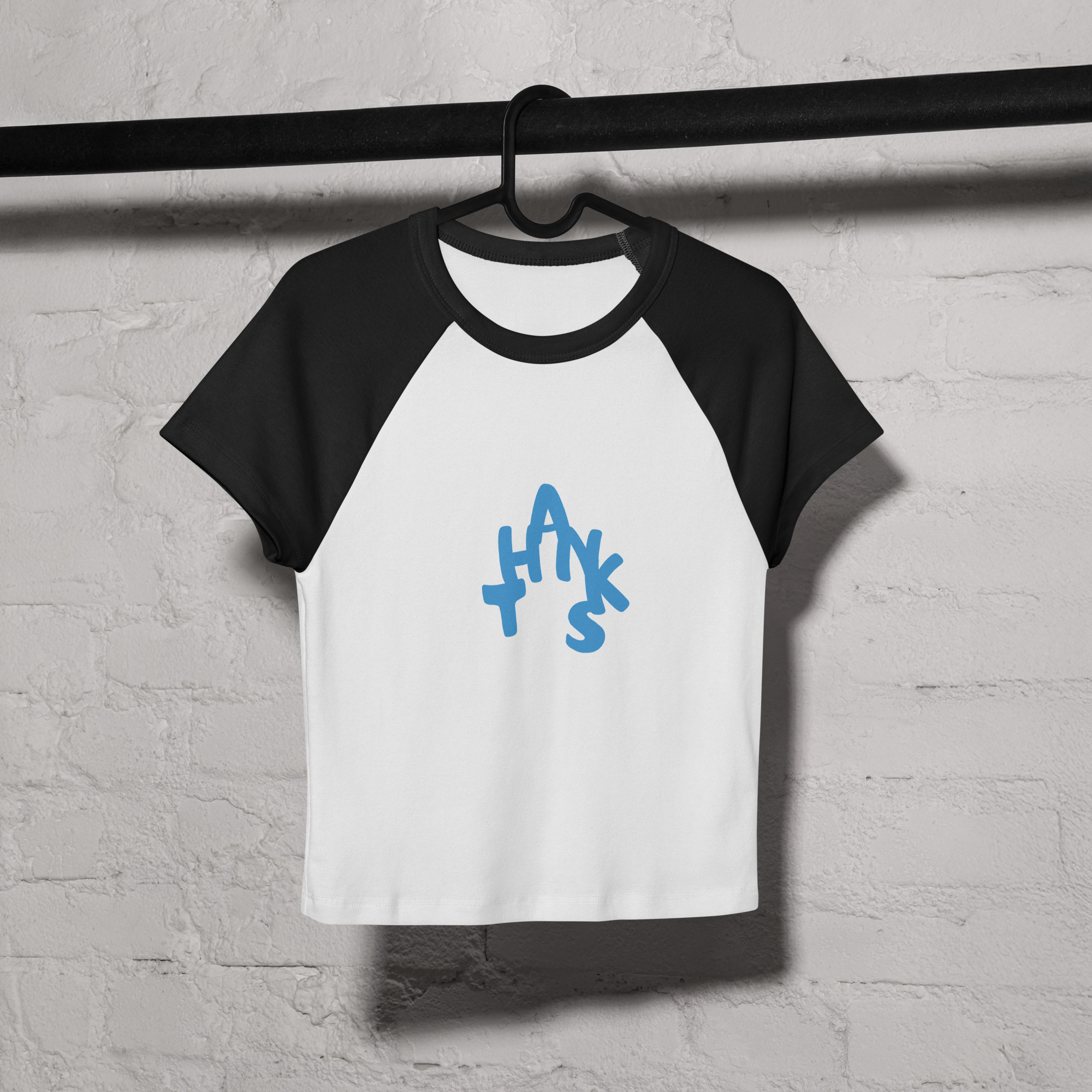 Handwritten “Thanks” Raglan Crop Tee