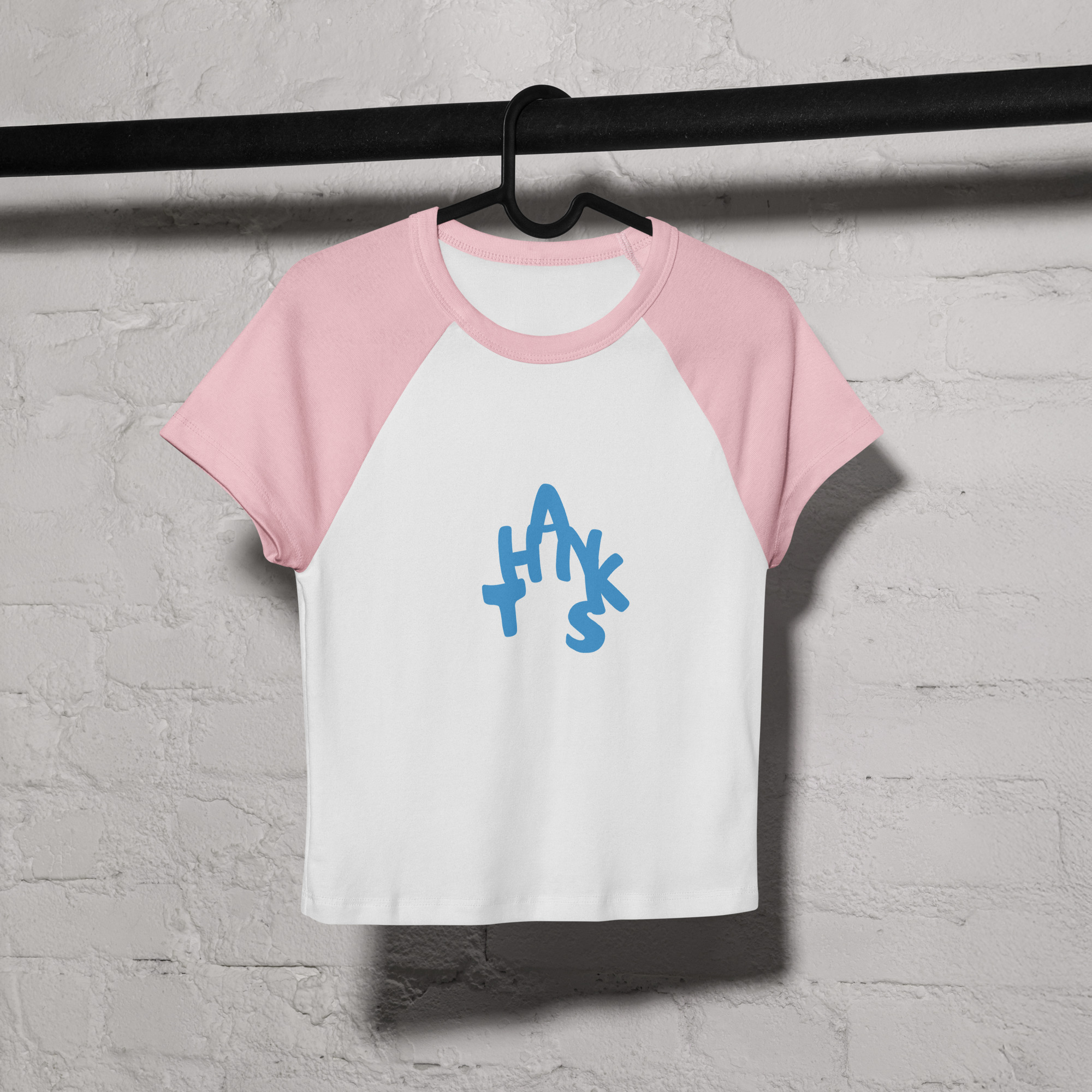 Handwritten “Thanks” Raglan Crop Tee