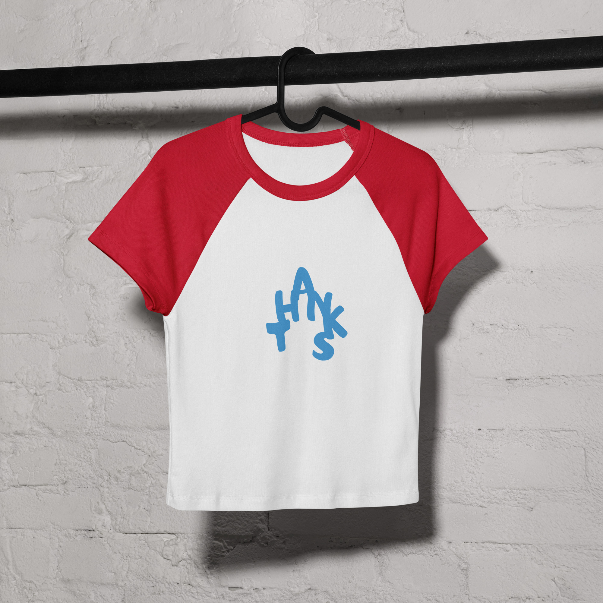 Handwritten “Thanks” Raglan Crop Tee