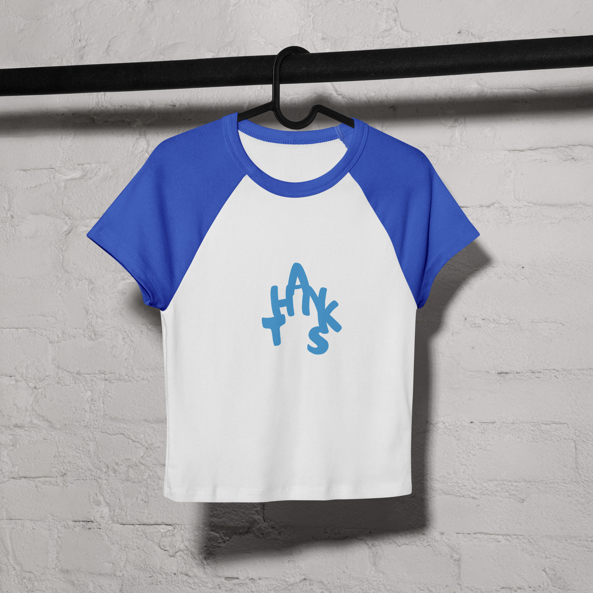 Handwritten “Thanks” Raglan Crop Tee