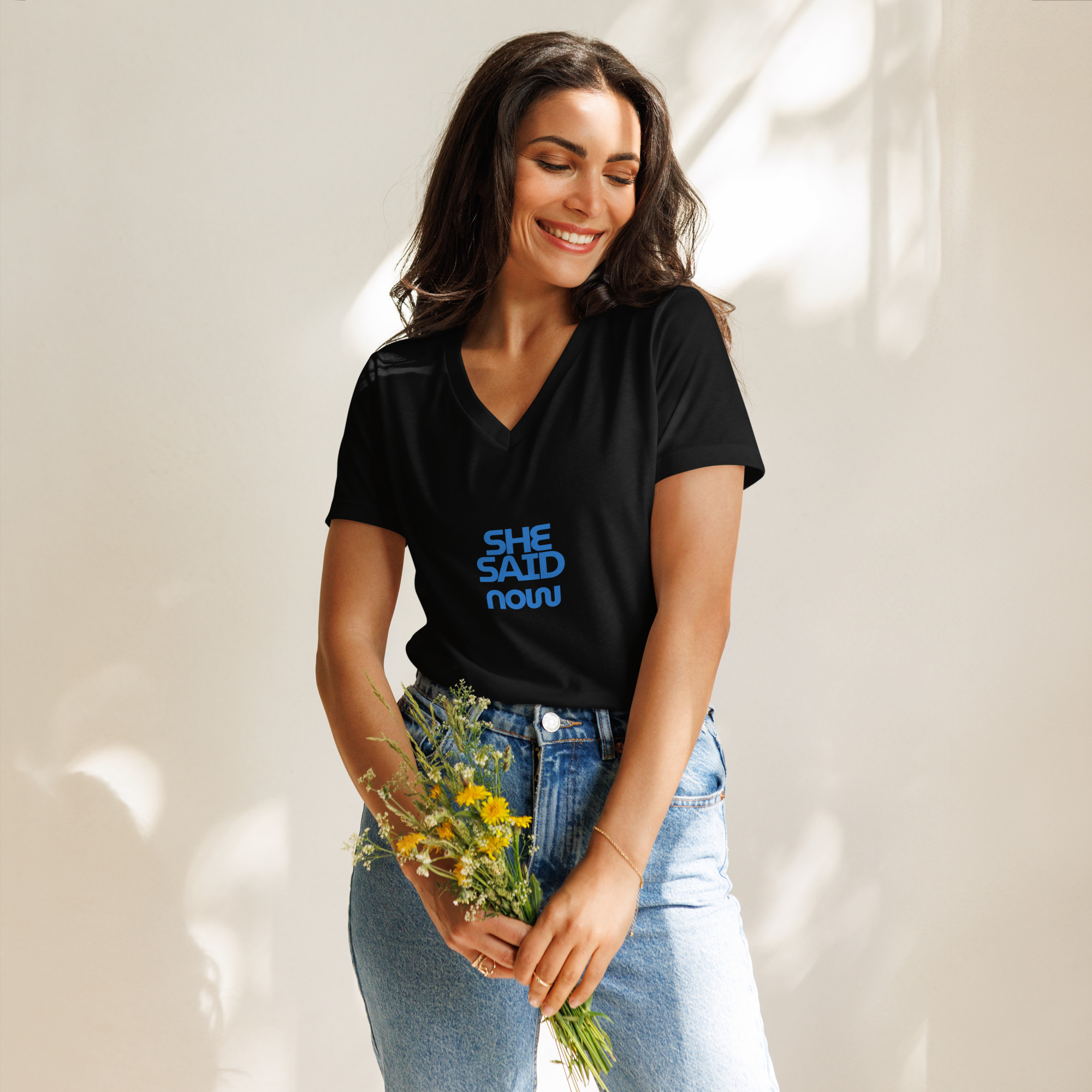 Relaxed V-Neck Statement Tee