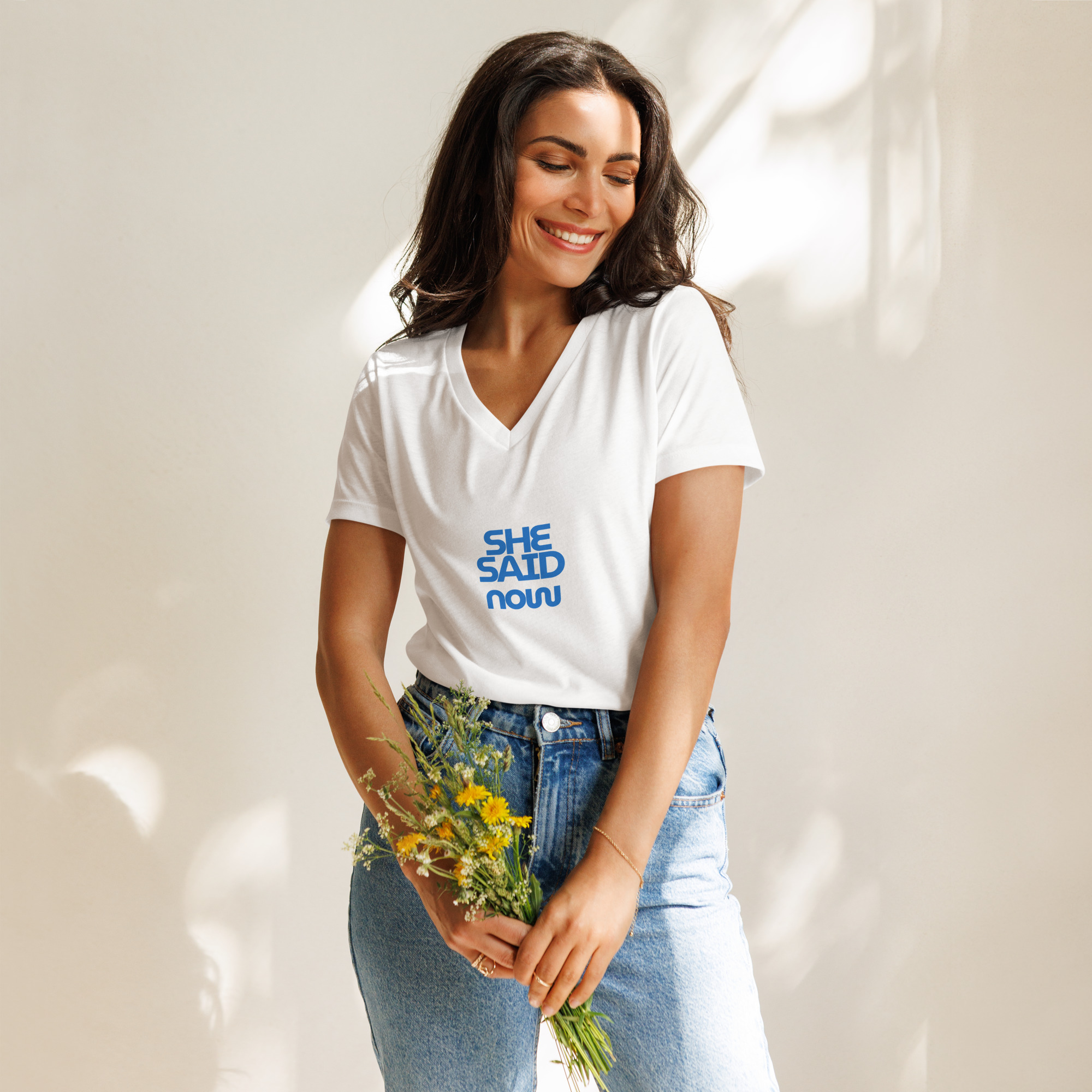 Relaxed V-Neck Statement Tee