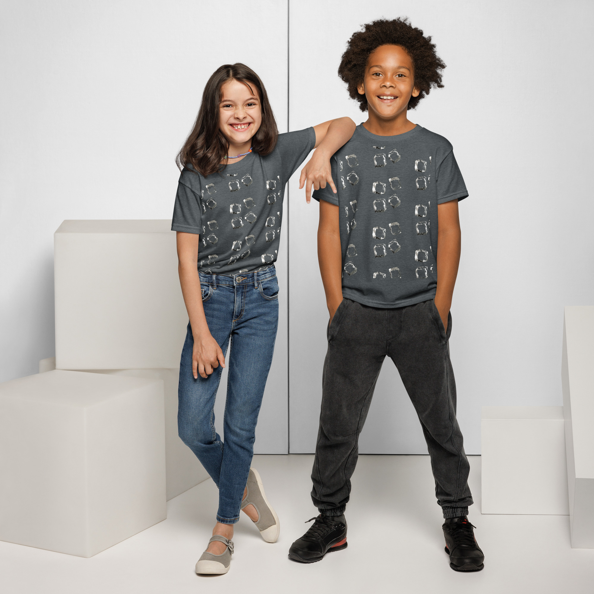 Youth Cool Cube Scatter Graphic Tee