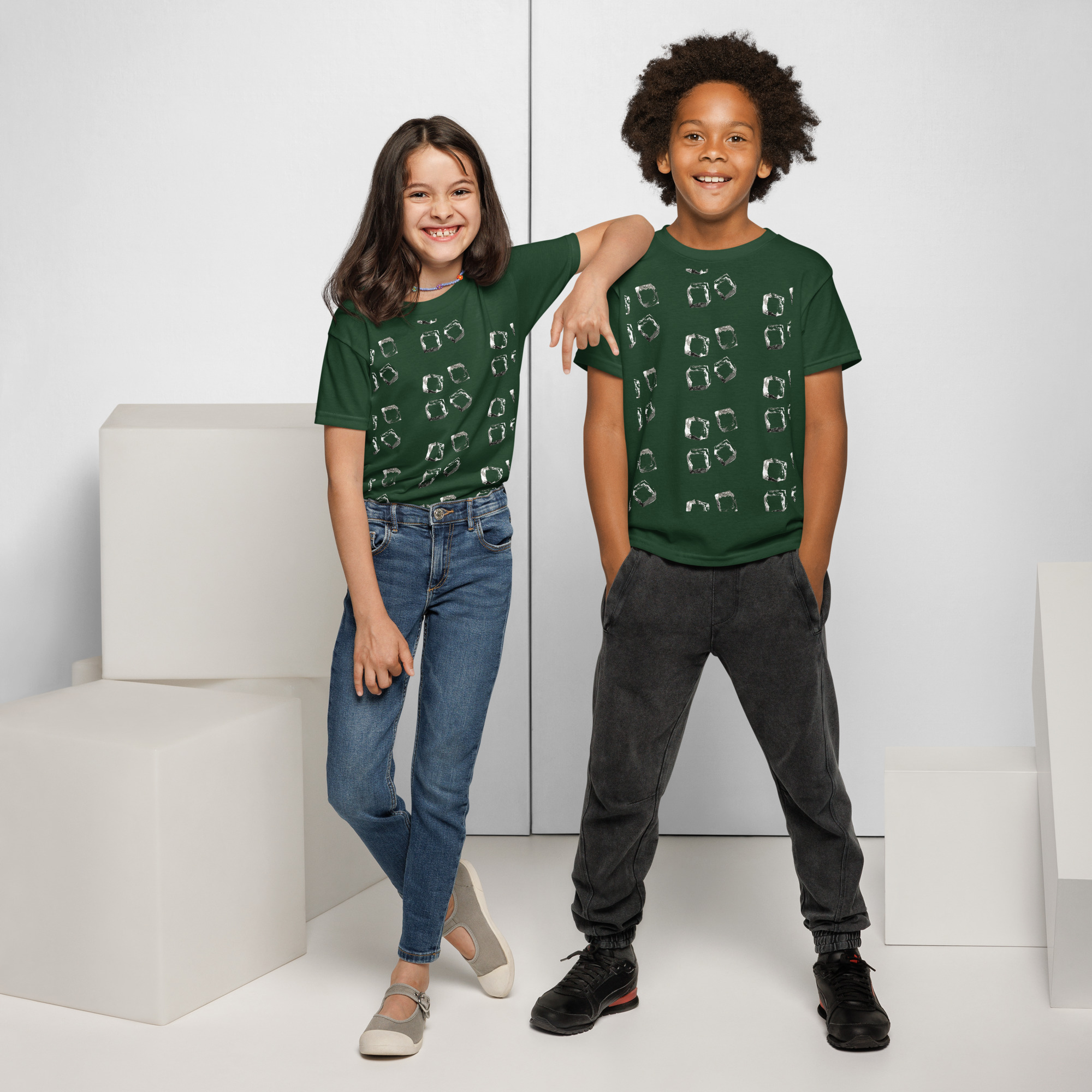 Youth Cool Cube Scatter Graphic Tee