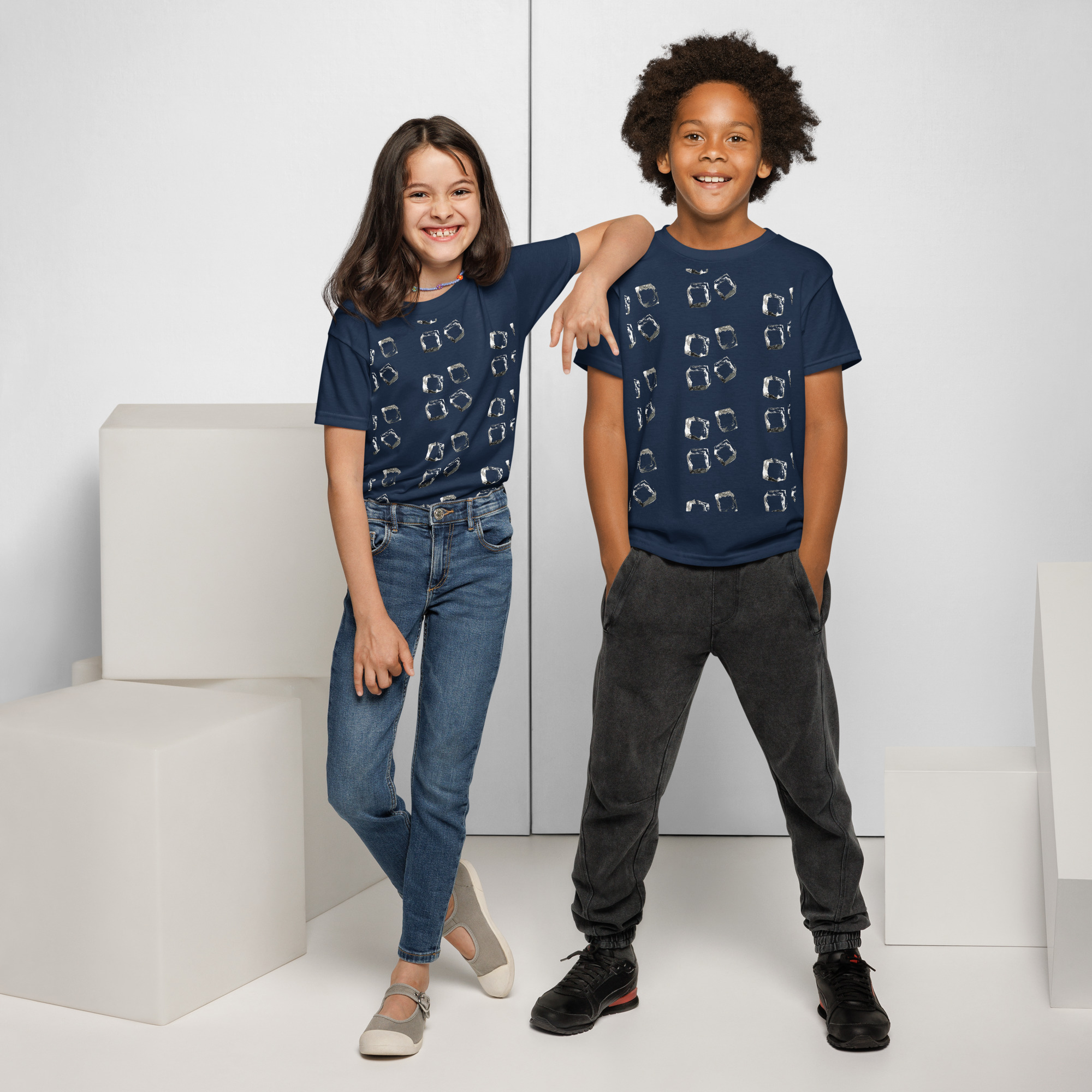 Youth Cool Cube Scatter Graphic Tee